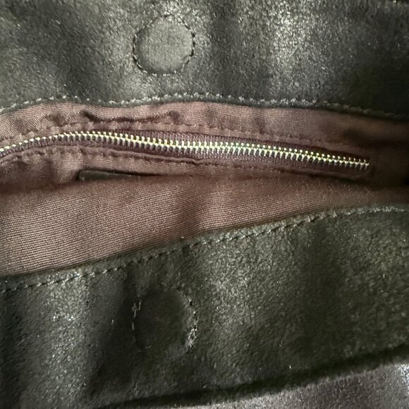 Zara Black Shoulder Bag Studded Design 10"x12"x3" Faux Suede Tote Purse Studs - Picture 10 of 12